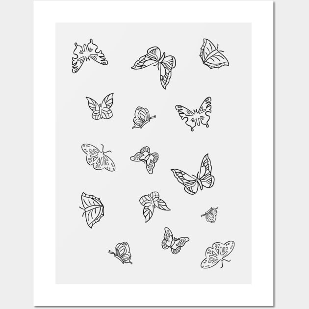 Butterflies Pattern | Butterfly | Black and White Wall Art by Incubuss Fashion